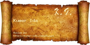 Kumer Ida névjegykártya